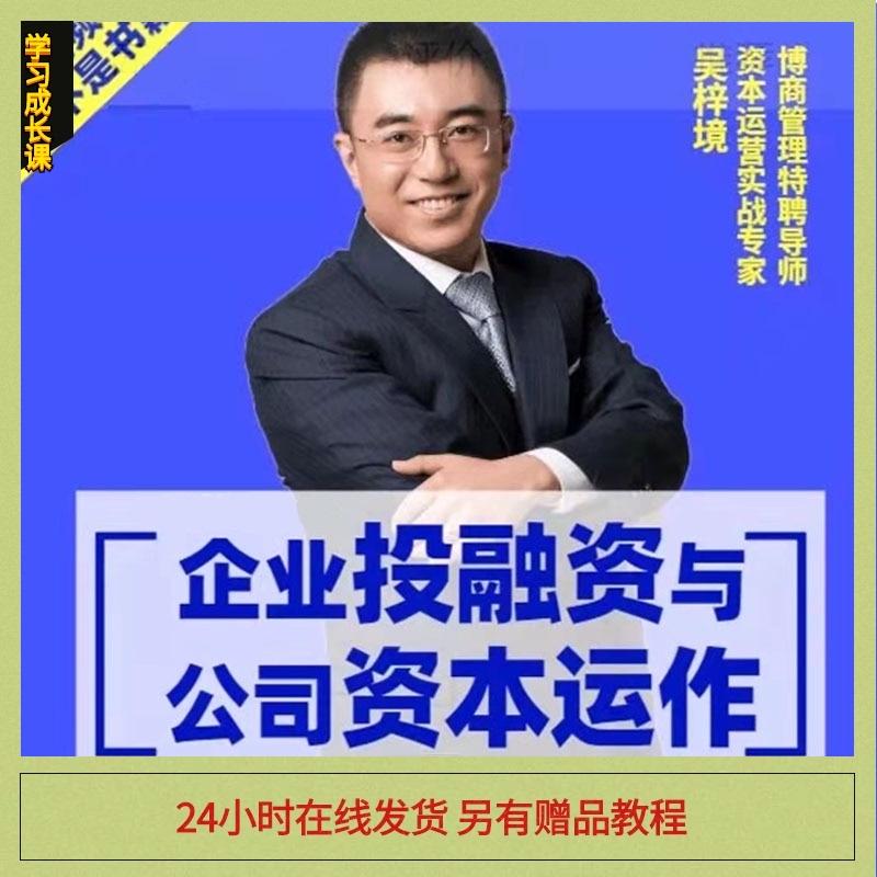 抖音199吴梓境企业投融资与公司资本运作实战教程案例视频课程