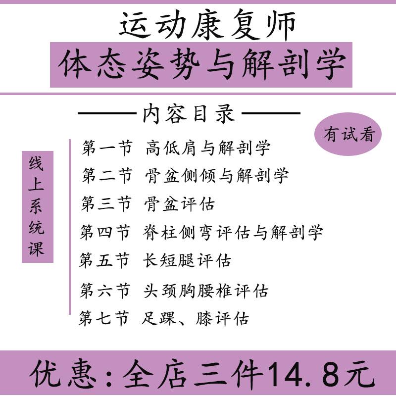 体态评估矫正教程视频课程人体姿势评估体态矫正运动康复体型纠正