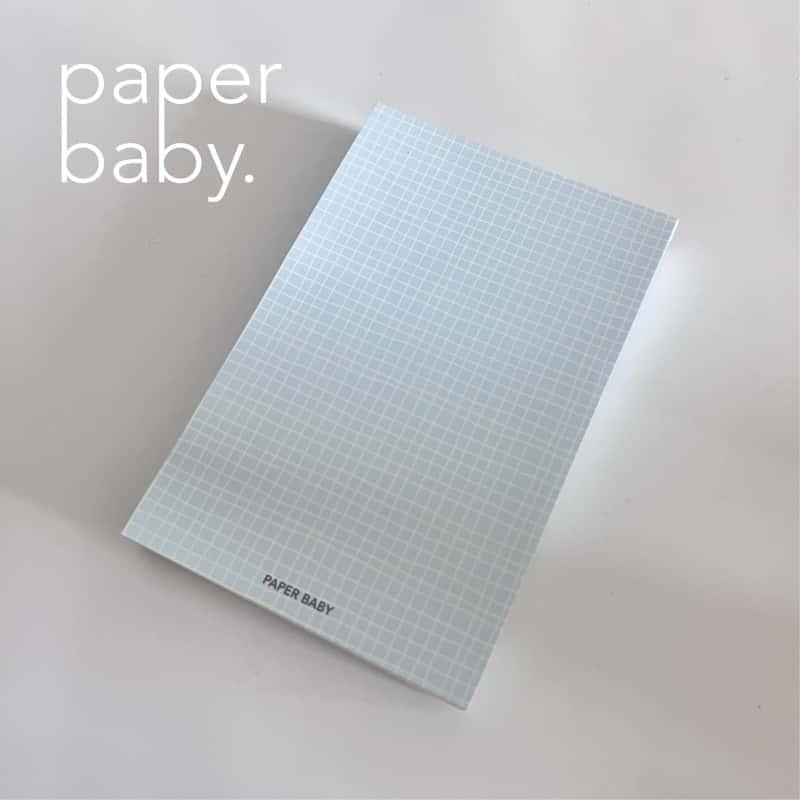 paperbaby 原创盐系蓝色手绘方格可撕便签本 A7极简手帐素材