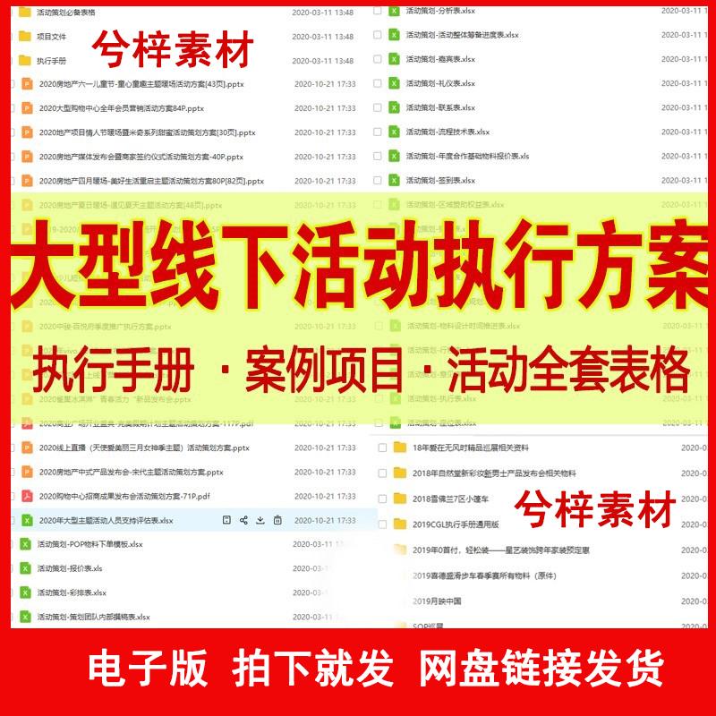 大型线下活动组织策划执行手册物料海报模板案例方案表格素材资料