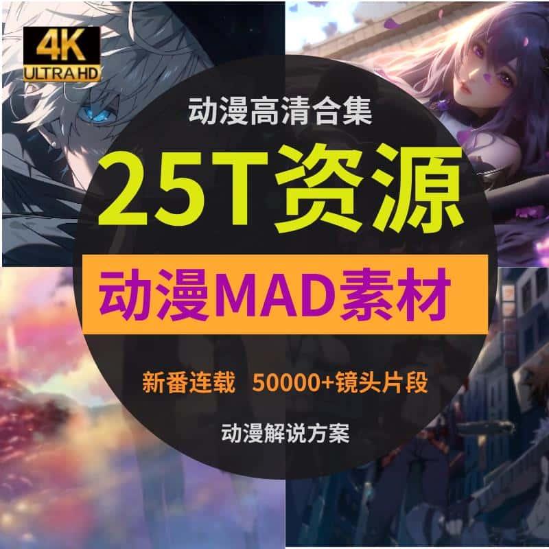 2024款MAD素材新番动漫高清卡点补帧无字幕视频镜头 动漫解说文案