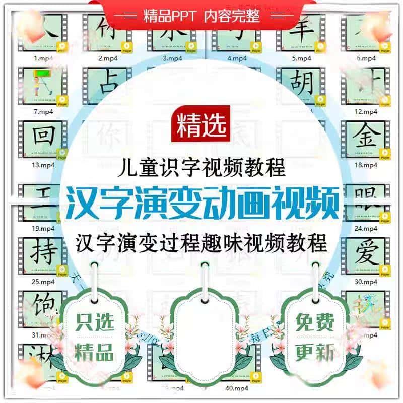 中华汉字视频教程起源汉字从甲骨文演变小篆楷体课程素材讲解动画