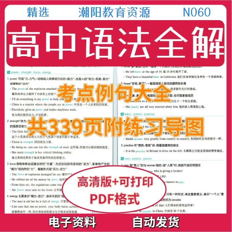 高中语法全解素材考点例句大全共339页附练习导图PDF电子版N060