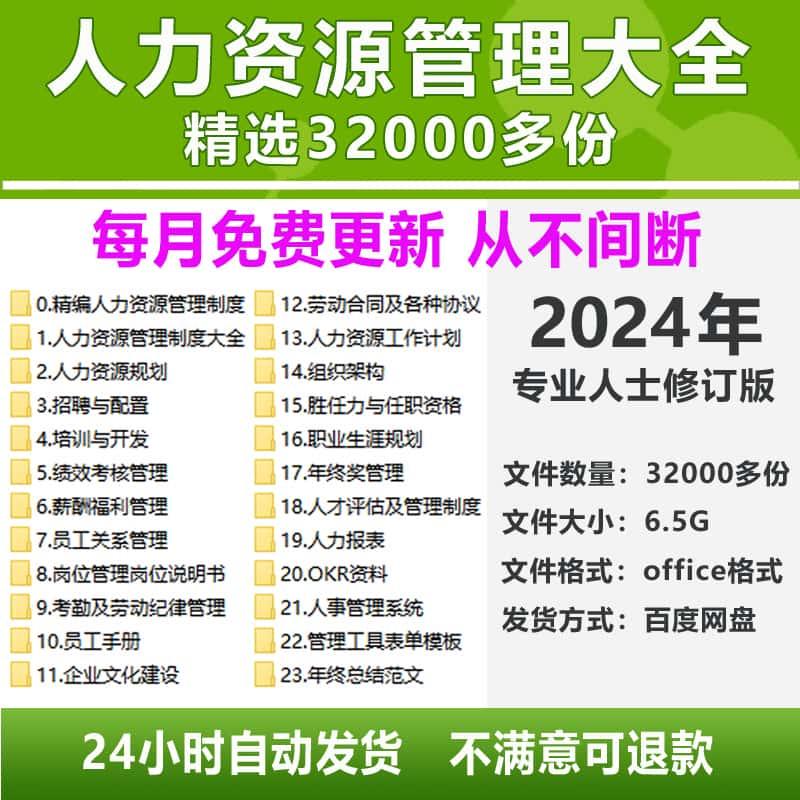 人力资源管理制度大全公司行政系统hr人事资料包人资方案表格文件