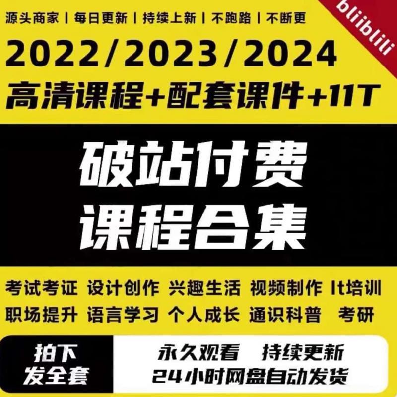 2025年b站付费课程合集哔站课程资源大全原画b网课素材包永久更新