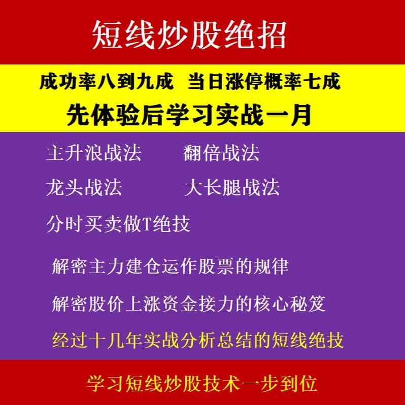 2024年短线炒股培训龙头主升浪高级股票技术分析视频教程