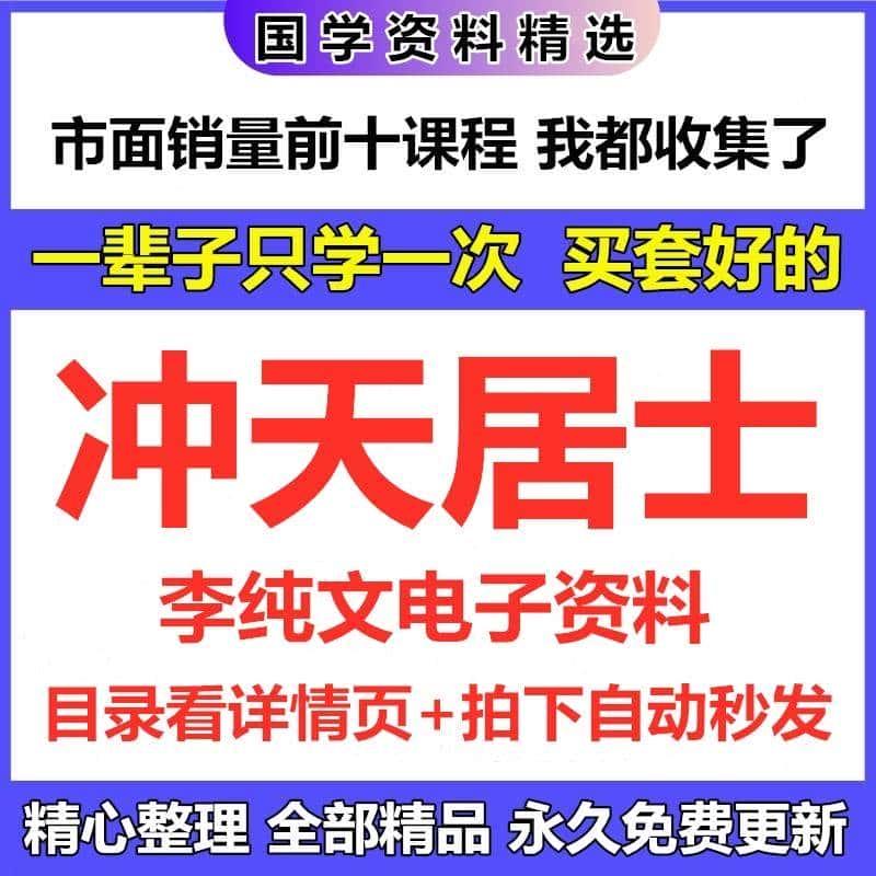 冲天居士李纯文电子资料多份合集课程完整课程资源精心整理自动发