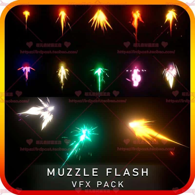 UE4虚幻5卡通风格枪口火花射击游戏特效资源MuzzleFlash VFX Pack