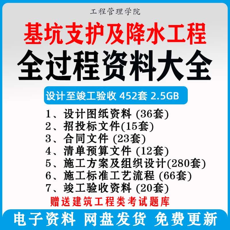 建筑基坑支护及降水工程施工方案组织设计图纸合同清单预算招投标