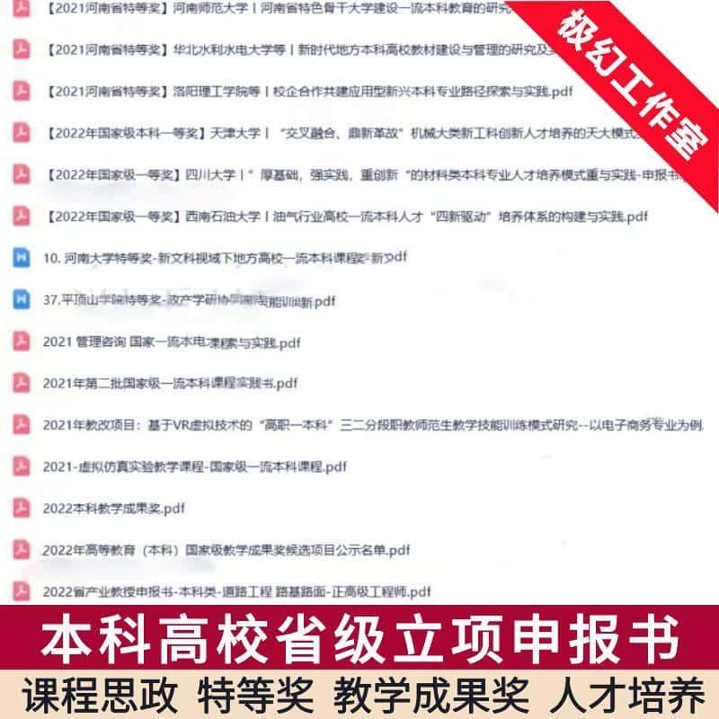 本科高校省级立项申报书 课程思政 特等奖 教学成果奖 人才培养