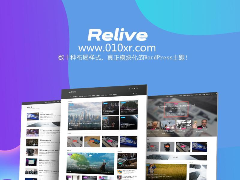 最新Relive v3.1 响应式布局自媒体主题源码分享，数十种布局样式，模块化WP主题源码