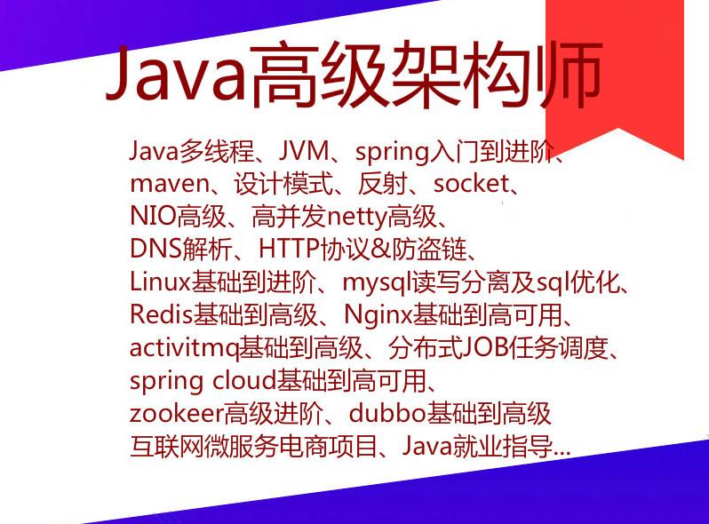 Java高级全栈架构师2018视频教程zookeeper/Spring boot cloud等